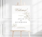 Gold And White Vintage Wedding Welcome Sign
