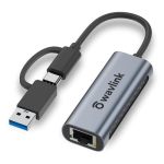 Wavlink USB C To Ethernet Adapter 2.5 Gbps 2-IN-1 USB To 2.5G Ethernet Adapter Usb-c To RJ45 Network Converter Thunderbolt 4 3 C