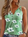 Floral Print Notch Neck Tank Top Casual Sleeveless Tank Top For Summer Women's Clothing