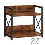 2 Tier Wooden Kitchen Counter Shelf Storage Rack With 2 Hooks Spice Rack
