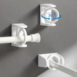 Easy-install 2 4PCS Adjustable Shower Curtain Rod Holders - No-drill Strong Adhesive Hooks For Bathroom Accessories
