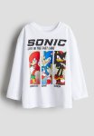 Long-sleeved T-Shirt - White sonic The Hedgehog