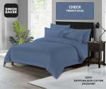 Simon Baker 300TC 100% Egyptian Cotton Jacquard Check Duvet Cover French Blue Various Sizes - French Blue Queen 230CM X 200CM
