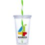 Malibu Double-wall Plastic Tumbler & Straw 470ML Lime