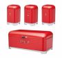 4PC Bread Bin And Canister Set - Red