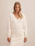Eloise V Neck Sweater - L Cream