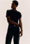 Slim Fit Ribbed T-Shirt - Black