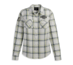 Women’s Gas & Oil Convertible Sleeve Shirt – Yd Plaid – Cloud Dancer