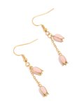 Waterproof Gold Plated Stainless Steel Pink Tulips Drop Earrings