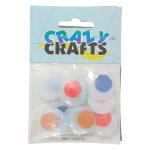 Crazy Craft Round Coloured Wiggle Eyes 25MM 10PC