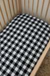 Black And White Gingham Cot Fitted Sheet - Large Sa Cot: 132CM X 66CM X 10CM
