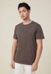 Cotton On Organic Regular Fit Crew T-Shirt - Washed Chocolate