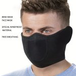 Men's Winter Face Mask Breathable And Adjustable Polyester Fiber Knitted Outdoor Sports And Running Accessory