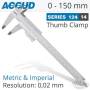 ACCUD Caliper Vernier 0-150MM 0.05MM Acc Ssteel Thumb Clamp