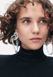 Studio: Large Rhinestone-chain Cluster Earrings - Silver