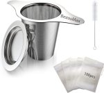 Stainless Steel Tea Infuser Strainers With 100 Empty Bags Tea Strainer Stepper With Double Handles Extra Fine Mesh Ball Infusers