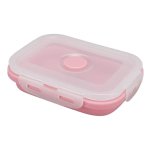 Foldable Silicone Lunch Box 350ML Peach Space-saving Container