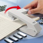 1PC 360 Degree Rotating Stapler Labor-saving Stapler Multi-functional Business Office Supplies White Can Hold 25 Sheets Of Paper