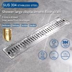 1PC Long Floor Drain Toilet Stainless Steel SUS304 Thickened Large-capacity Anti-odor Hotel Shower Drain Room Engineering Rectan