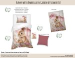 Kids Duvet Set Bunny With Umbrella In Garden Of Flowers