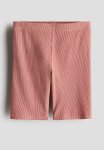 Ribbed Cycling Shorts - Light Rust Red
