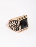 Antique Gold Square Black Antique Ring - M l
