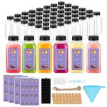 Mwellewm 48 Pcs 8 Oz Juice Bottles With Caps Leak-proof Plastic Juice Containers Juicing Bottles With Lids Reusable Juicer Shot