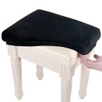 Sinosso Soft Velvet Vanity Bench Cover 15"- 19.5" L X 11.8"- 15.7" W Stretch Washable Rectangle Saddle Bar Stool Slipcover XS Bl