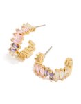 Goldair Gold Plated Pink & Purple Cubic Zirconia Baguette Hoop Earrings