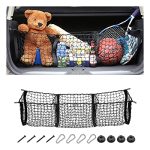 Cargo Net For Car Expandable 3 Pocket Heavy-duty Cargo Net Organizer Black Mesh Storage Pocket With 4 Metal Carabiners Universal