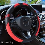 Pu Leather Carbon Fiber Cute Cartoon Fashion Car Steering Wheel Cover Fit Size 37-38CM 14.57-14.96 Inch Car Accessories No Inner