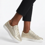 Valentina With Zip Leather Sneaker - Gold Shimmer - 8