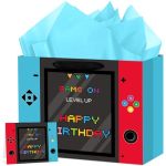 Abilat Large Video Game Birthday Gift Bag With Tissue Paper And Greeting Card Happy Birthday Gift Wrapping Bag For Boys Kids Gam