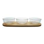 Glass Bowl Set On Bamboo Tray