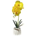 Ceramic Base Home Decor - Artificial Orchid Flowers