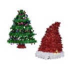 Xmas Room Decor Tinsel Tree & Santa Hat