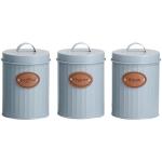 Canisters Set Of 3 Ribbed Rnd Gry 3 Ea