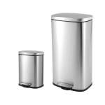 5L + 30L Steel Pedal BIN Set Rectangle Modena - Silver
