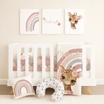 Pink Cutesie Rainbow Giraffe Cot Bedding Set Cutesie Rainbow Giraffe Pink Set