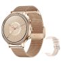 Smart Watch For Women With Double Strap- Stainless Steel +silicon- Gold