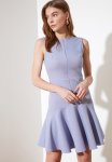 A-line Zipper MINI Woven Dress - Lilac