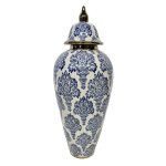 Ginger Jar White With Blue Pattern 19X45CM