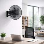 Solent Black Industrial Wall Fan - 45CM