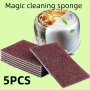 5/10pcs Heavy-Duty Cleaning Sponges - Magic Emery Pot Scrubbers With Beaver Handle Rust Removal & Descaling Multi-Purpose Kitchen Cleaning Pads