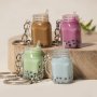 Mini Bubble Tea Keychain Realistic Milk Tea Cup Model PVC Material Decorative Charm For Bags And Birthday