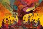 Canvas Wall Art - African Villagers Under A Tree - A1496 - 120 X 80 Cm