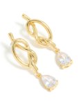 Goldair Gold Plated Pear Diamante & Knotted Drop Earrings