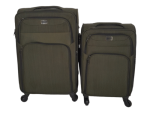 Smte-trolley 2 Piece Travel Luggage Spinner -fabric Khaki With Keychain