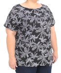 Ladies Printed Batwing Top - 60 Blk wht
