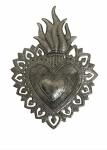 Sacred Heart Flaming Heart Religious Folk Art Spiritual Home Decor Haitian Metal Wall Art 7.25 X 10.25 Inches